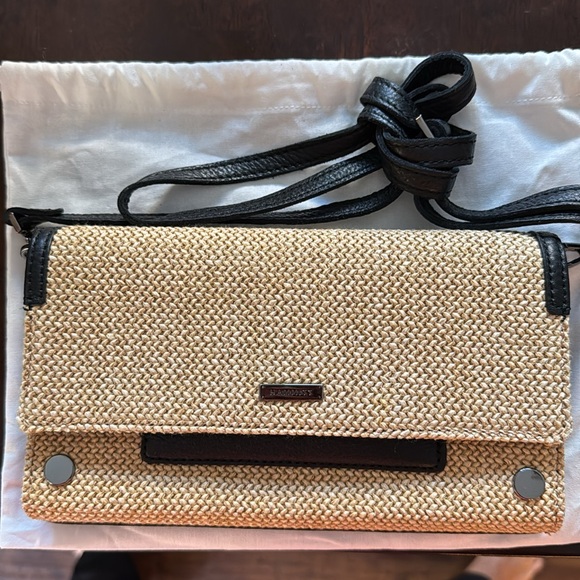 EUC Hammitt AJ Crossbody Clutch Chaparral Raffia/Gunmetal - Picture 10 of 12